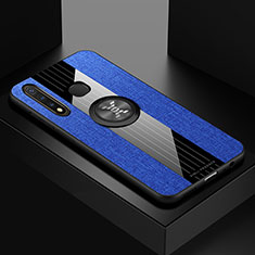 Coque Ultra Fine Silicone Souple Housse Etui avec Support Bague Anneau Aimante Magnetique X01L pour Vivo iQOO U3 4G Bleu