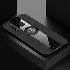 Coque Ultra Fine Silicone Souple Housse Etui avec Support Bague Anneau Aimante Magnetique X01L pour Vivo iQOO U3 4G Noir