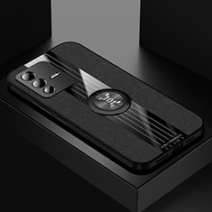 Coque Ultra Fine Silicone Souple Housse Etui avec Support Bague Anneau Aimante Magnetique X01L pour Vivo V23 5G Noir