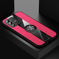 Coque Ultra Fine Silicone Souple Housse Etui avec Support Bague Anneau Aimante Magnetique X01L pour Vivo V23 Pro 5G Rouge