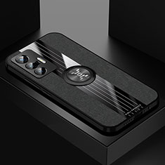 Coque Ultra Fine Silicone Souple Housse Etui avec Support Bague Anneau Aimante Magnetique X01L pour Vivo X70 5G Noir