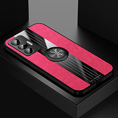 Coque Ultra Fine Silicone Souple Housse Etui avec Support Bague Anneau Aimante Magnetique X01L pour Vivo X70 5G Rouge