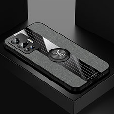 Coque Ultra Fine Silicone Souple Housse Etui avec Support Bague Anneau Aimante Magnetique X01L pour Vivo X70 Pro 5G Gris