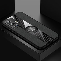 Coque Ultra Fine Silicone Souple Housse Etui avec Support Bague Anneau Aimante Magnetique X01L pour Vivo X70 Pro 5G Noir