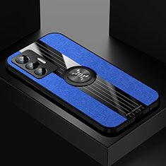 Coque Ultra Fine Silicone Souple Housse Etui avec Support Bague Anneau Aimante Magnetique X01L pour Vivo X70t Bleu