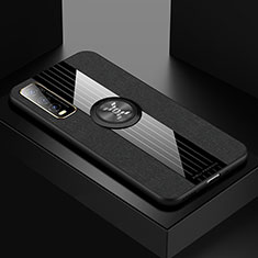 Coque Ultra Fine Silicone Souple Housse Etui avec Support Bague Anneau Aimante Magnetique X01L pour Vivo Y70S 5G Noir