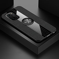 Coque Ultra Fine Silicone Souple Housse Etui avec Support Bague Anneau Aimante Magnetique X01L pour Xiaomi Mi 11X 5G Noir
