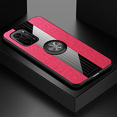 Coque Ultra Fine Silicone Souple Housse Etui avec Support Bague Anneau Aimante Magnetique X01L pour Xiaomi Mi 11X 5G Rouge