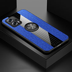 Coque Ultra Fine Silicone Souple Housse Etui avec Support Bague Anneau Aimante Magnetique X01L pour Xiaomi Redmi Note 11T Pro 5G Bleu