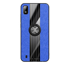 Coque Ultra Fine Silicone Souple Housse Etui avec Support Bague Anneau Aimante Magnetique X02L pour Samsung Galaxy A10 Bleu