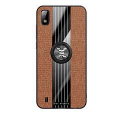 Coque Ultra Fine Silicone Souple Housse Etui avec Support Bague Anneau Aimante Magnetique X02L pour Samsung Galaxy A10 Marron