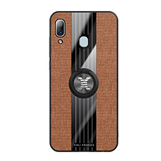 Coque Ultra Fine Silicone Souple Housse Etui avec Support Bague Anneau Aimante Magnetique X02L pour Samsung Galaxy A20 Marron