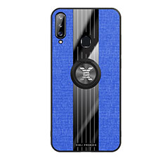 Coque Ultra Fine Silicone Souple Housse Etui avec Support Bague Anneau Aimante Magnetique X02L pour Samsung Galaxy A20s Bleu