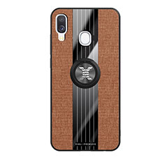 Coque Ultra Fine Silicone Souple Housse Etui avec Support Bague Anneau Aimante Magnetique X02L pour Samsung Galaxy A40 Marron