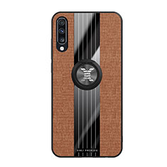 Coque Ultra Fine Silicone Souple Housse Etui avec Support Bague Anneau Aimante Magnetique X02L pour Samsung Galaxy A70 Marron