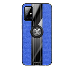 Coque Ultra Fine Silicone Souple Housse Etui avec Support Bague Anneau Aimante Magnetique X02L pour Samsung Galaxy A71 4G A715 Bleu