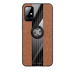 Coque Ultra Fine Silicone Souple Housse Etui avec Support Bague Anneau Aimante Magnetique X02L pour Samsung Galaxy A71 5G Marron