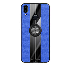 Coque Ultra Fine Silicone Souple Housse Etui avec Support Bague Anneau Aimante Magnetique X02L pour Samsung Galaxy M01s Bleu