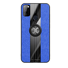 Coque Ultra Fine Silicone Souple Housse Etui avec Support Bague Anneau Aimante Magnetique X02L pour Samsung Galaxy M21 Bleu