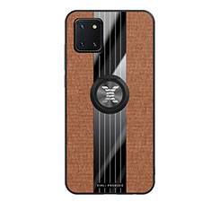 Coque Ultra Fine Silicone Souple Housse Etui avec Support Bague Anneau Aimante Magnetique X02L pour Samsung Galaxy M60s Marron