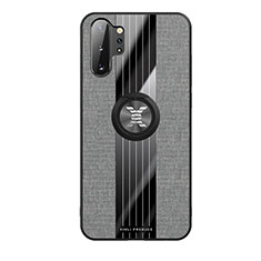 Coque Ultra Fine Silicone Souple Housse Etui avec Support Bague Anneau Aimante Magnetique X02L pour Samsung Galaxy Note 10 Plus 5G Gris