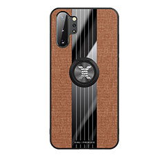 Coque Ultra Fine Silicone Souple Housse Etui avec Support Bague Anneau Aimante Magnetique X02L pour Samsung Galaxy Note 10 Plus 5G Marron