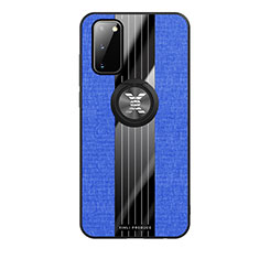 Coque Ultra Fine Silicone Souple Housse Etui avec Support Bague Anneau Aimante Magnetique X02L pour Samsung Galaxy S20 5G Bleu