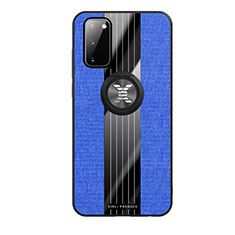 Coque Ultra Fine Silicone Souple Housse Etui avec Support Bague Anneau Aimante Magnetique X02L pour Samsung Galaxy S20 Bleu