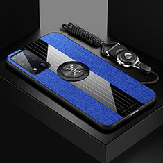 Coque Ultra Fine Silicone Souple Housse Etui avec Support Bague Anneau Aimante Magnetique X03L pour Oppo A93s 5G Bleu