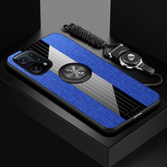 Coque Ultra Fine Silicone Souple Housse Etui avec Support Bague Anneau Aimante Magnetique X03L pour Oppo Find X5 Pro 5G Bleu