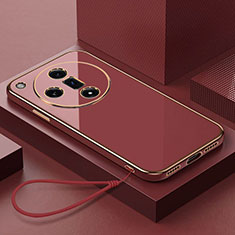 Coque Ultra Fine Silicone Souple Housse Etui avec Support Bague Anneau Aimante Magnetique X03L pour Oppo Find X7 5G Rouge