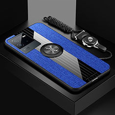 Coque Ultra Fine Silicone Souple Housse Etui avec Support Bague Anneau Aimante Magnetique X03L pour Vivo iQOO Neo6 SE 5G Bleu