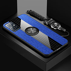 Coque Ultra Fine Silicone Souple Housse Etui avec Support Bague Anneau Aimante Magnetique X03L pour Vivo iQOO Z6 5G Bleu