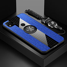 Coque Ultra Fine Silicone Souple Housse Etui avec Support Bague Anneau Aimante Magnetique X03L pour Xiaomi POCO C3 Bleu
