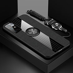 Coque Ultra Fine Silicone Souple Housse Etui avec Support Bague Anneau Aimante Magnetique X03L pour Xiaomi Redmi Note 11 4G (2021) Noir