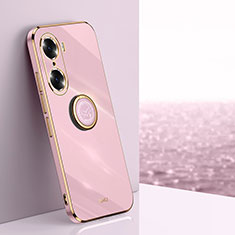 Coque Ultra Fine Silicone Souple Housse Etui avec Support Bague Anneau Aimante Magnetique XL1 pour Huawei Honor 60 5G Violet Clair