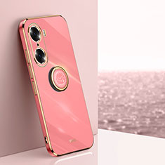 Coque Ultra Fine Silicone Souple Housse Etui avec Support Bague Anneau Aimante Magnetique XL1 pour Huawei Honor 60 Pro 5G Rose Rouge