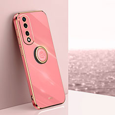 Coque Ultra Fine Silicone Souple Housse Etui avec Support Bague Anneau Aimante Magnetique XL1 pour Huawei Honor 70 Pro 5G Rose Rouge