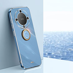 Coque Ultra Fine Silicone Souple Housse Etui avec Support Bague Anneau Aimante Magnetique XL1 pour Huawei Honor X9a 5G Bleu