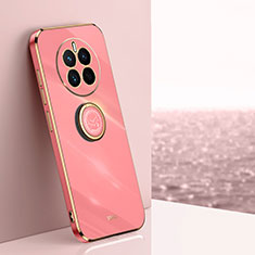 Coque Ultra Fine Silicone Souple Housse Etui avec Support Bague Anneau Aimante Magnetique XL1 pour Huawei Mate 50 Rose Rouge