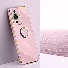 Coque Ultra Fine Silicone Souple Housse Etui avec Support Bague Anneau Aimante Magnetique XL1 pour Huawei Nova 11 Pro Violet Clair