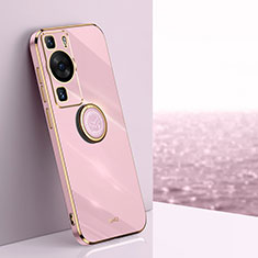 Coque Ultra Fine Silicone Souple Housse Etui avec Support Bague Anneau Aimante Magnetique XL1 pour Huawei P60 Pro Violet Clair