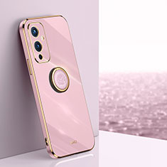 Coque Ultra Fine Silicone Souple Housse Etui avec Support Bague Anneau Aimante Magnetique XL1 pour OnePlus 9 5G Violet Clair