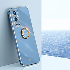 Coque Ultra Fine Silicone Souple Housse Etui avec Support Bague Anneau Aimante Magnetique XL1 pour OnePlus 9 Pro 5G Bleu