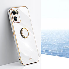 Coque Ultra Fine Silicone Souple Housse Etui avec Support Bague Anneau Aimante Magnetique XL1 pour OnePlus Nord CE 2 5G Blanc