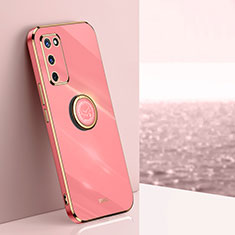 Coque Ultra Fine Silicone Souple Housse Etui avec Support Bague Anneau Aimante Magnetique XL1 pour Oppo A53s 5G Rose Rouge