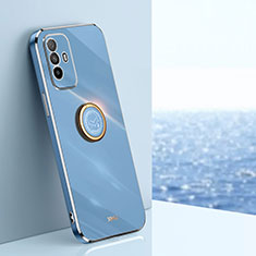 Coque Ultra Fine Silicone Souple Housse Etui avec Support Bague Anneau Aimante Magnetique XL1 pour Oppo F19 Pro+ Plus 5G Bleu