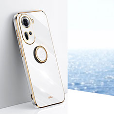 Coque Ultra Fine Silicone Souple Housse Etui avec Support Bague Anneau Aimante Magnetique XL1 pour Oppo Reno11 5G Blanc