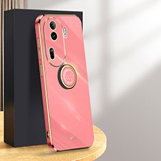 Coque Ultra Fine Silicone Souple Housse Etui avec Support Bague Anneau Aimante Magnetique XL1 pour Oppo Reno11 Pro 5G Rose Rouge