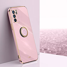 Coque Ultra Fine Silicone Souple Housse Etui avec Support Bague Anneau Aimante Magnetique XL1 pour Oppo Reno6 5G Rose